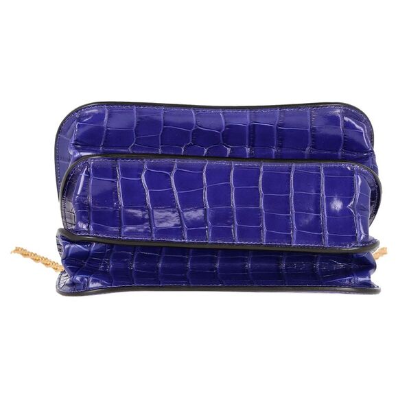 Mulberry Mews Mini Glossed Croc-Effect Shoulder Bag in Blue Leather - Picture 4 of 8